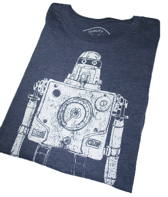 Mr Roboto Heather Navy T Shirt - New Summer Short Sleeves Top 2019